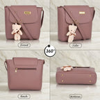 Stylish & Versatile PU Leather Sling Bag for Women & Girls | Party & Casual Crossbody Handbag with Cute Charm